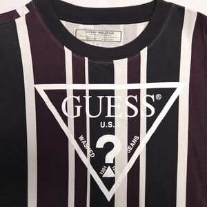 Guess Originals Short Sleeve Crew Neck T Shirt Mens Size L Black Maroon Vintage